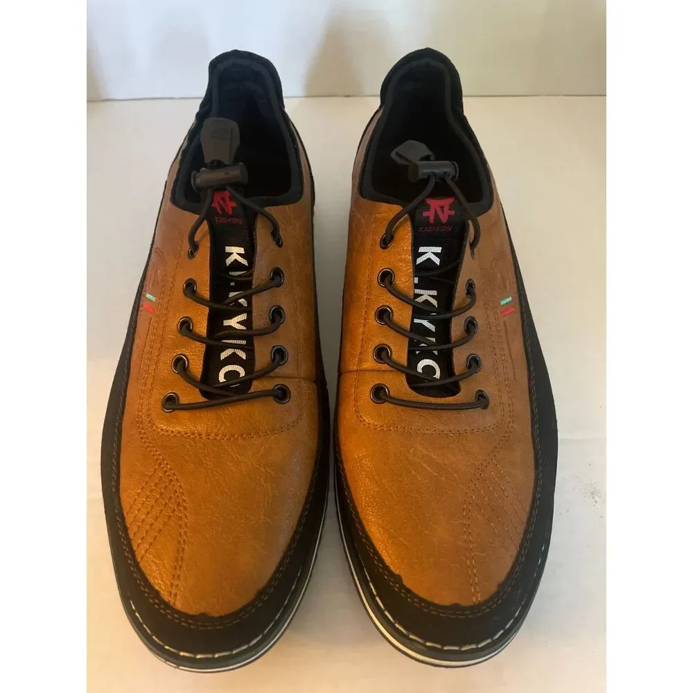 K.KYKO Men's Brown Bungee Toggle Walking Shoes Outdoor Trail Sneakers Size 12.5